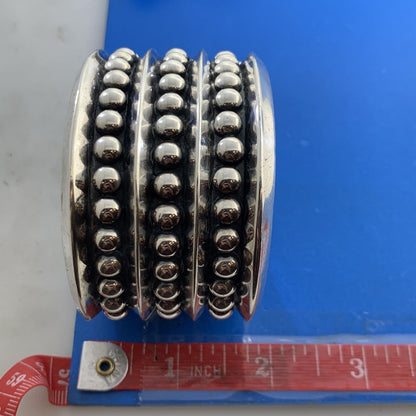 Mid Century Taxco Alfredo Villasana 925 Sterling Silver Statement Cuff Bracelet