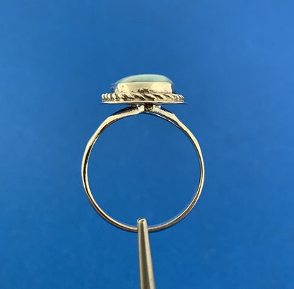 Vintage 925 Sterling Silver Larimar Pectolite Oval Cabochon Cocktail Ring