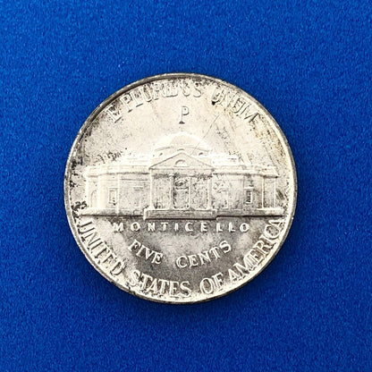 1943 P Jefferson WarTime Nickel 5c BU Uncirculated Mint State 35% Silver US Coin