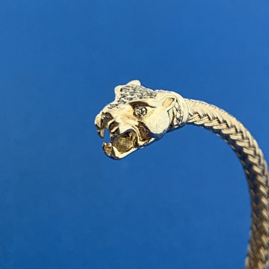 Dyadema Italy Sterling Silver Vermeil Two Tone Diamond Devil Dog Cuff Bracelet