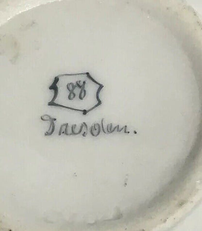 Vintage Dresden Hand Painted Gold Leaf Floral Lidded Cup/Pot No Saucer Inkwell