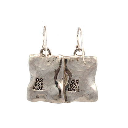 Vintage 925 Sterling Silver Purple Cubic Zirconia Rectangle Hook Earrings