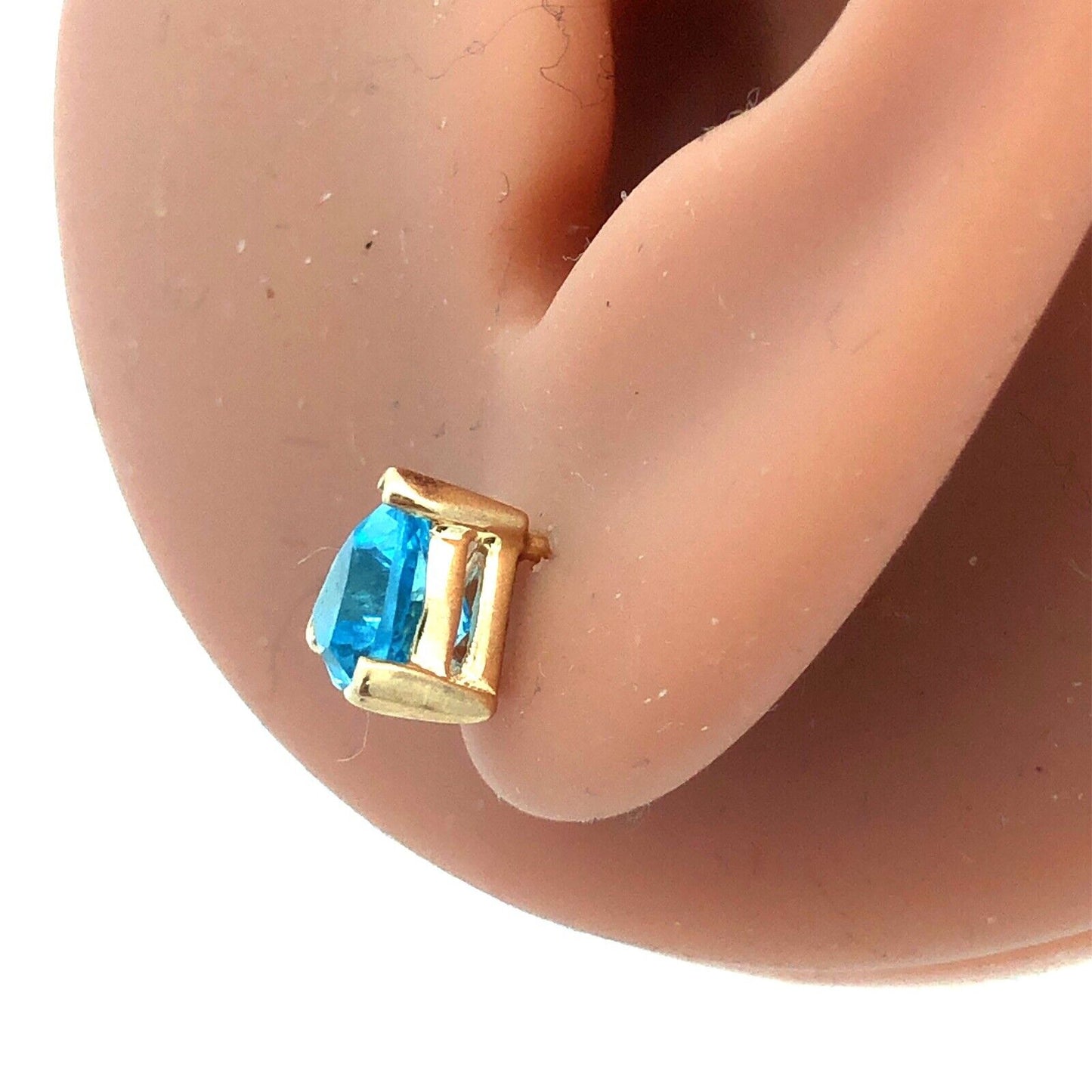 14K Yellow Gold Trillion Blue Topaz Trillion December Anniversary Stud Earrings