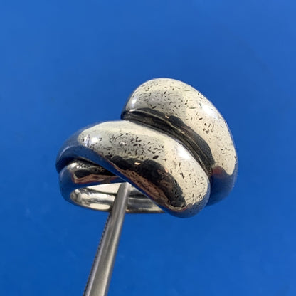Modernist 925 Sterling Silver Statement Size 6 Bypass Dome Ring
