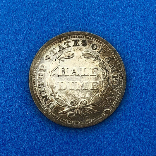 1854 P Silver Seated Half Dime 5c w/Arrows Better Key Nice Toned Type Coin