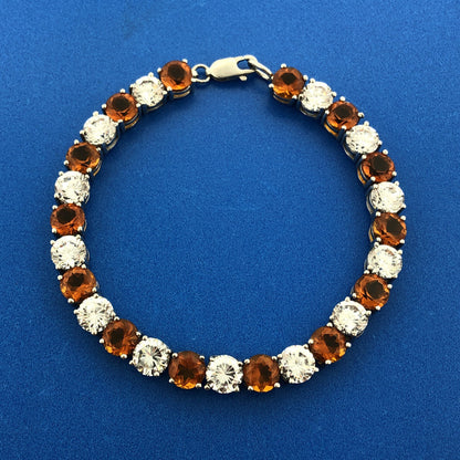 Gorgeous Sterling Silver 925 Cubic Zirconia Statement Go Team Tennis Bracelet