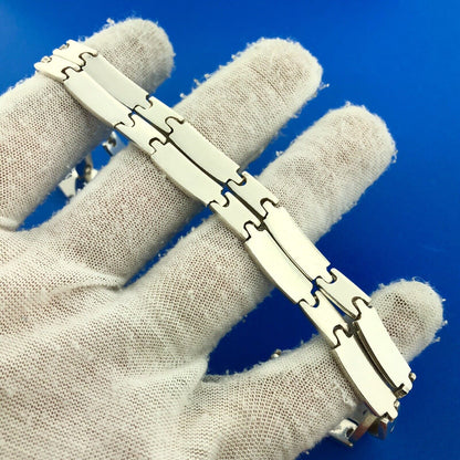 Designer Dellapina Sterling Silver Panel Link 7.5" Bracelet 16.5" Necklace Set