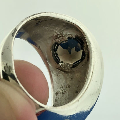 Designer Givenchy 925 Sterling Silver Round Smoky Quartz Modernist Dome Ring