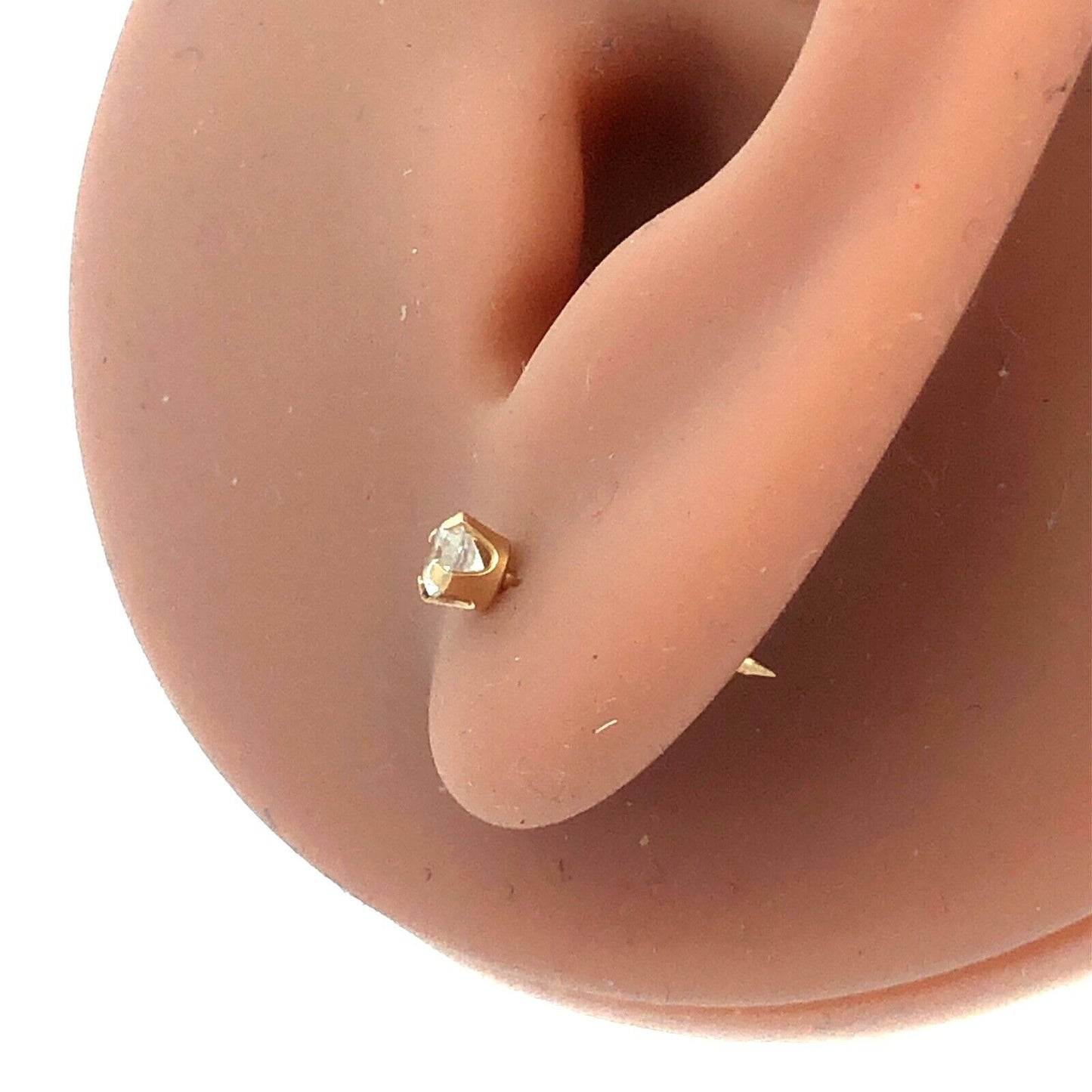 Designer 14K Yellow Gold Round Cubic Zirconia CZ Piercing Stud Earrings