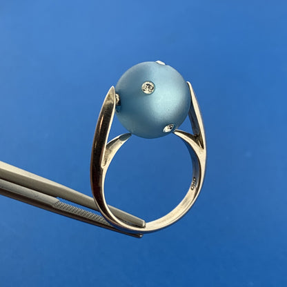 Designer CHD Stunning Sterling Silver 925 CZ Changeable Orb Ring Size 7.75