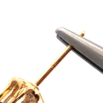 Estate 14K Yellow Gold Purple Sapphire Solitaire Buttercup Flower Stud Earrings