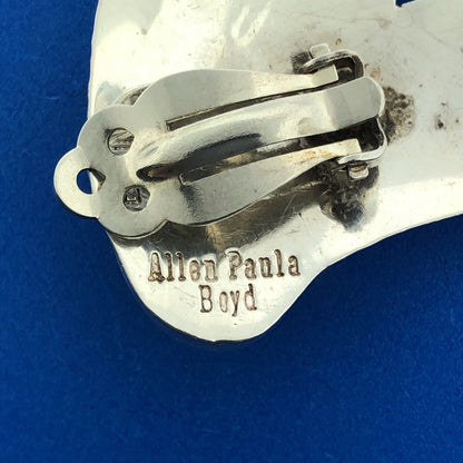 Allen Paula Boyd Sterling Silver 925 Cabochon Carnelian Winged Clip-On Earrings