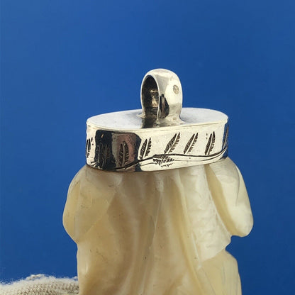 Native American Sterling Silver Hand Carved Mother Of Pearl Statement Pendant