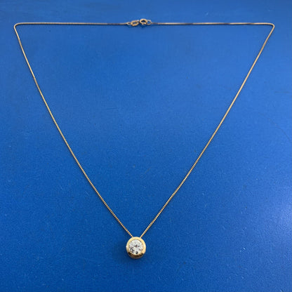 Designer 14K Yellow Gold Diamonique Solitaire Cubic Zirconia Pendant Necklace