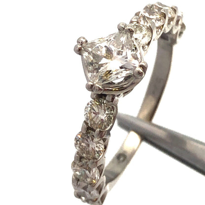 Estate 950 Platinum Princess Square Diamond Engagement Wedding Ring