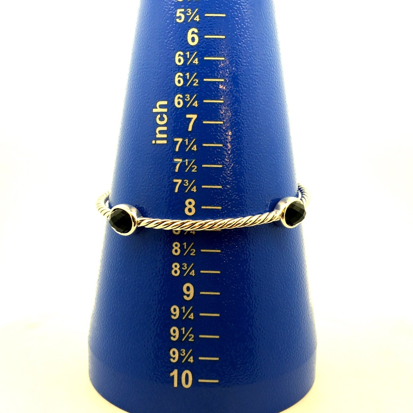 925 Sterling Silver Retired David Yurman Classic Cable Onyx Station Bracelet