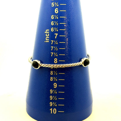 925 Sterling Silver Retired David Yurman Classic Cable Onyx Station Bracelet