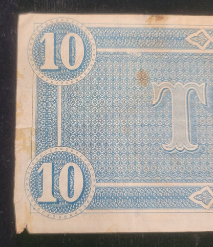 1864 $10 Richmond, VA Confederate States of America Obsolete Currency Bank Note
