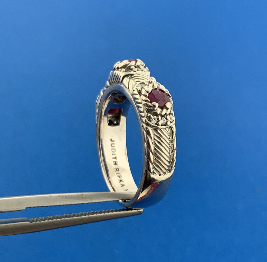 Judith Ripka 925 Sterling Silver Ruby July Anniversary Stackable Band Ring