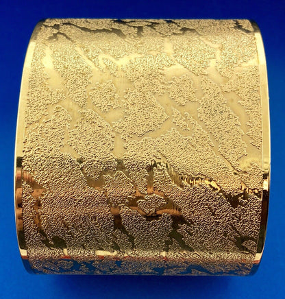 Francesca Visconti Gold Tone Animal Print Textured Runway Couture Cuff Bracelet