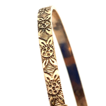 Vintage 1/20 12K Yellow Gold Filled Engraved Floral Childs Adjustable Bracelet