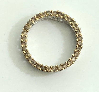 Designer Champagne Diamond 14K White Gold Ring Infinity Eternity Pendant