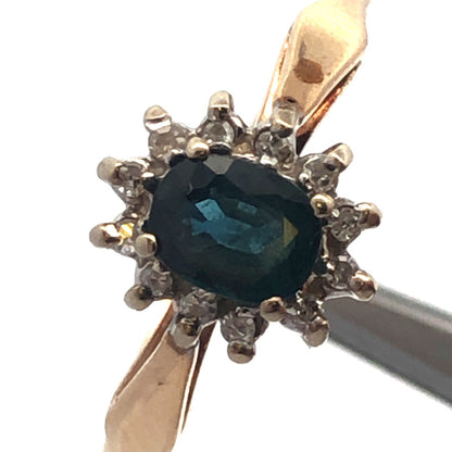 Vintage 14K Yellow Gold Sapphire Diamond Promise Engagement Anniversary Ring