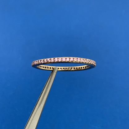 Designer 925 Sterling Silver Vermeil Pink Cubic Zirconia Bridal Anniversary Band