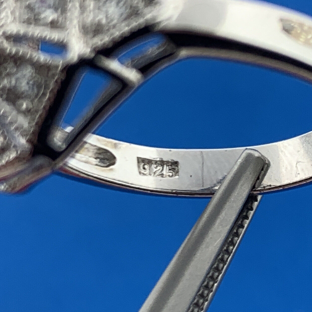 Designer Art Deco Style Sterling Silver Cubic Zirconia Statement Cocktail Ring