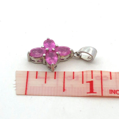 Designer TGGC 925 Sterling Silver Pink Oval Sapphire Cross Charm Pendant