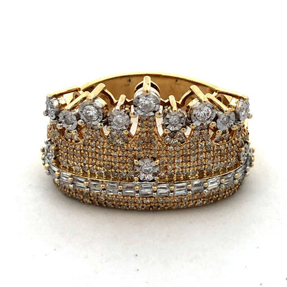 Designer Dadwani 10K Yellow Gold Diamond Pave Crown Statement Ring