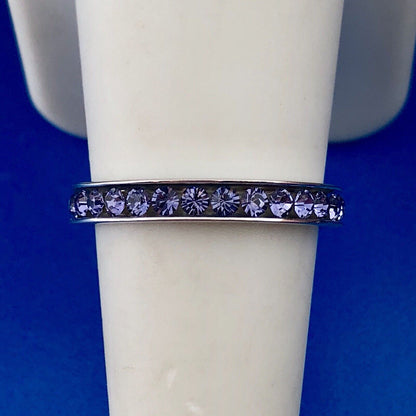 Sensational Designer 925 Sterling Silver Amethyst February Anniversary Band Ring