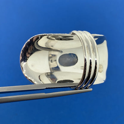 Designer 925 Sterling Silver Oval Faceted Opal Statement Saddlebag Finger Ring