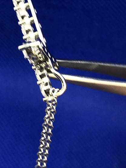 Estate Cubic Zirconia CZ Silver Tone Cross Pendant Necklace