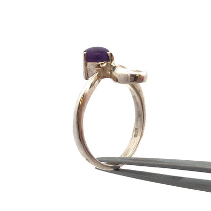 Sophia Fiori 925 Sterling Silver Natural Amethyst Cabochon Modernist Bypass Ring