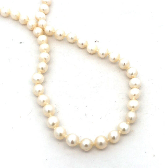 Designer 14K Yellow Gold Round White Pearl Beaded Knotted Necklace