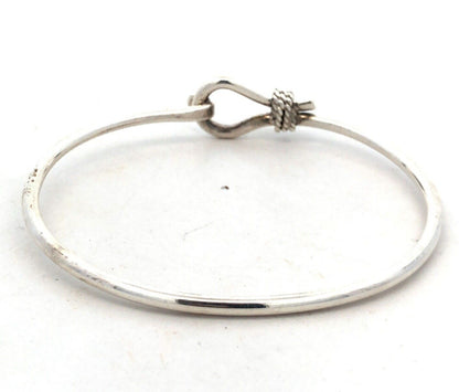 Estate 925 Sterling Silver Lasso Rope Hook Bangle Bracelet