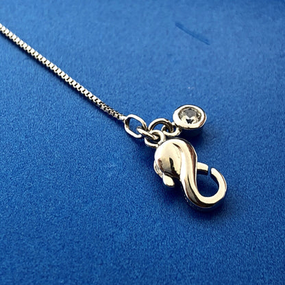 Designer RL Sterling Silver Cubic Zirconia Drop Charm Adornment Chain Necklace