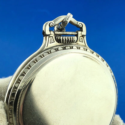 1928 Hamilton 14K White Gold-Filled Railroad Grade Open Face Pocket Watch w/Fob