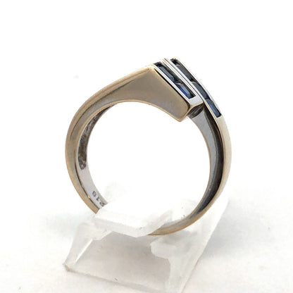 Modernist 18k White Gold Sapphire September Anniversary Birthday Abstract Ring