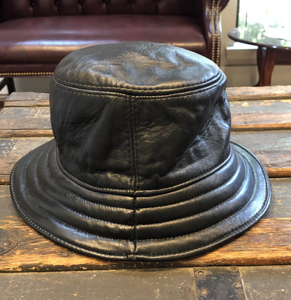 Mitchie's Size Small Medium Black Leather Bucket Hat