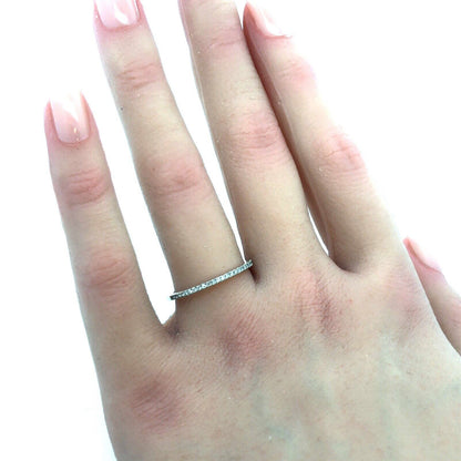 14k White Gold Pave Diamond Wedding Anniversary Eternity Band Ring