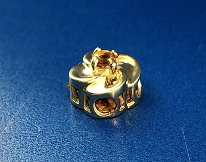 Designer DDH 10K Yellow Gold Citrine Flower November Slide Bracelet Charm