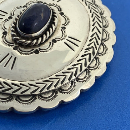 Native American 925 Sterling Silver Lapis Lazuli Oval Bolo Buckle Pendant