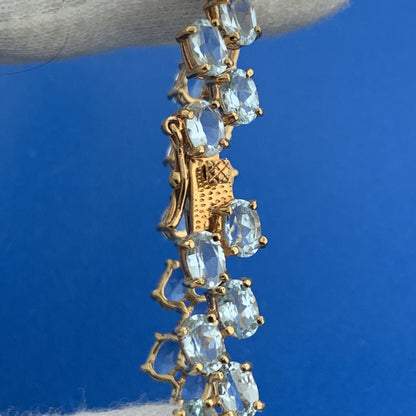 Designer 925 Sterling Silver Blue Topaz Double Row December Tennis Bracelet