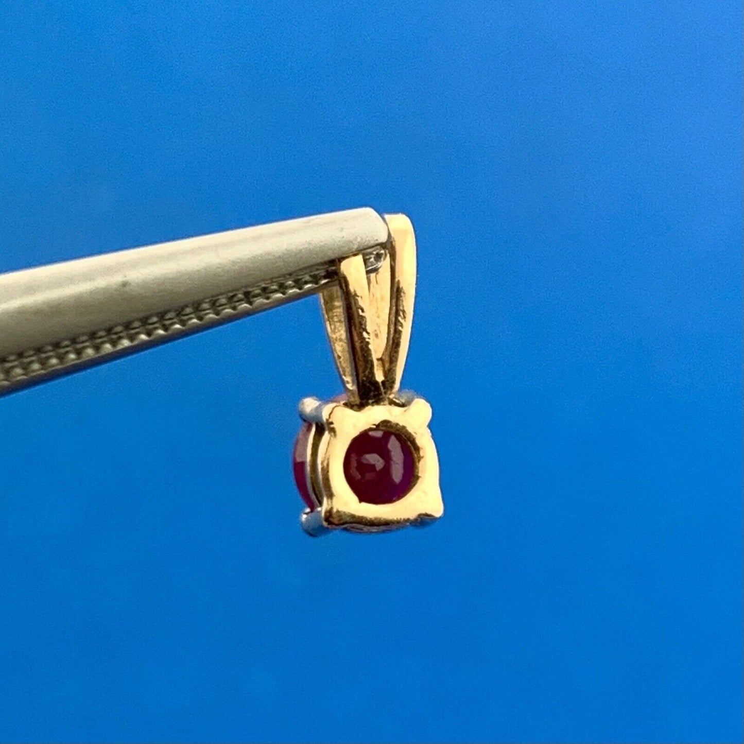 Classic 14K Yellow Gold Round Ruby Solitaire July Anniversary Petite Pendant