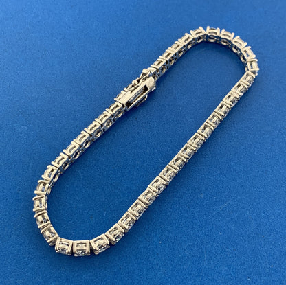 Sparkling SETA Sterling Silver Round Cubic Zirconia Statement Tennis Bracelet