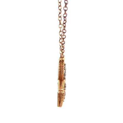 Designer 14K Yellow Gold Diamond Floral Pinwheel Necklace