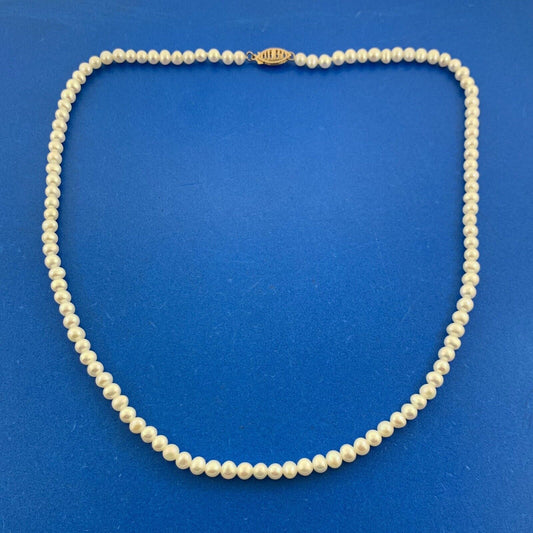 Designer RTI 10K Yellow Gold White Pearl Beaded Necklace