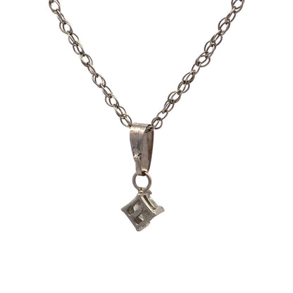 Designer 14K White Gold Princess Diamond Anniversary Pendant Necklace